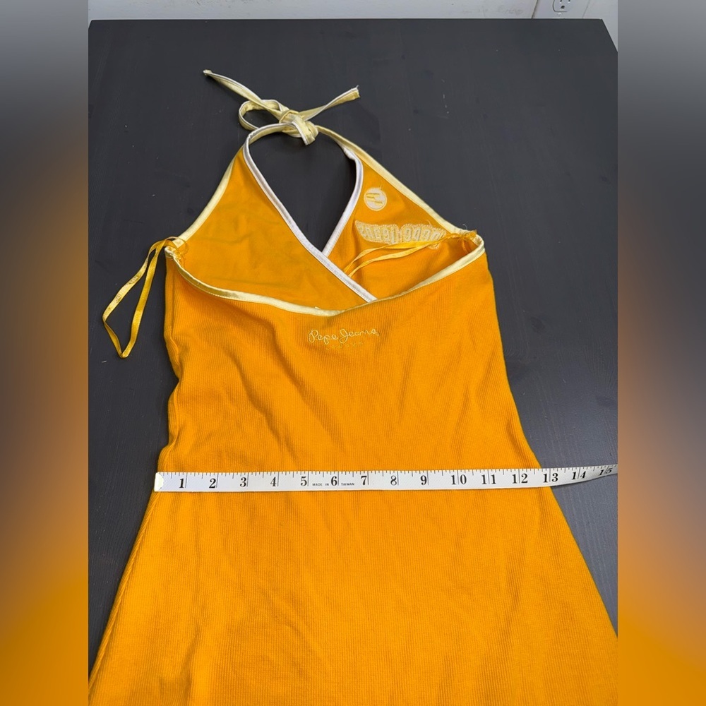 Y2k Pepe Jeans Yellow Halter Dress - Picture 14 of 14